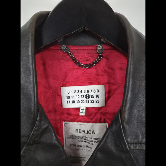 [SOLD] MAISON MARGIELA Men's Sz IT54 US 42 L Black Leather Perfecto Jacket Italy - Picture 4 of 12